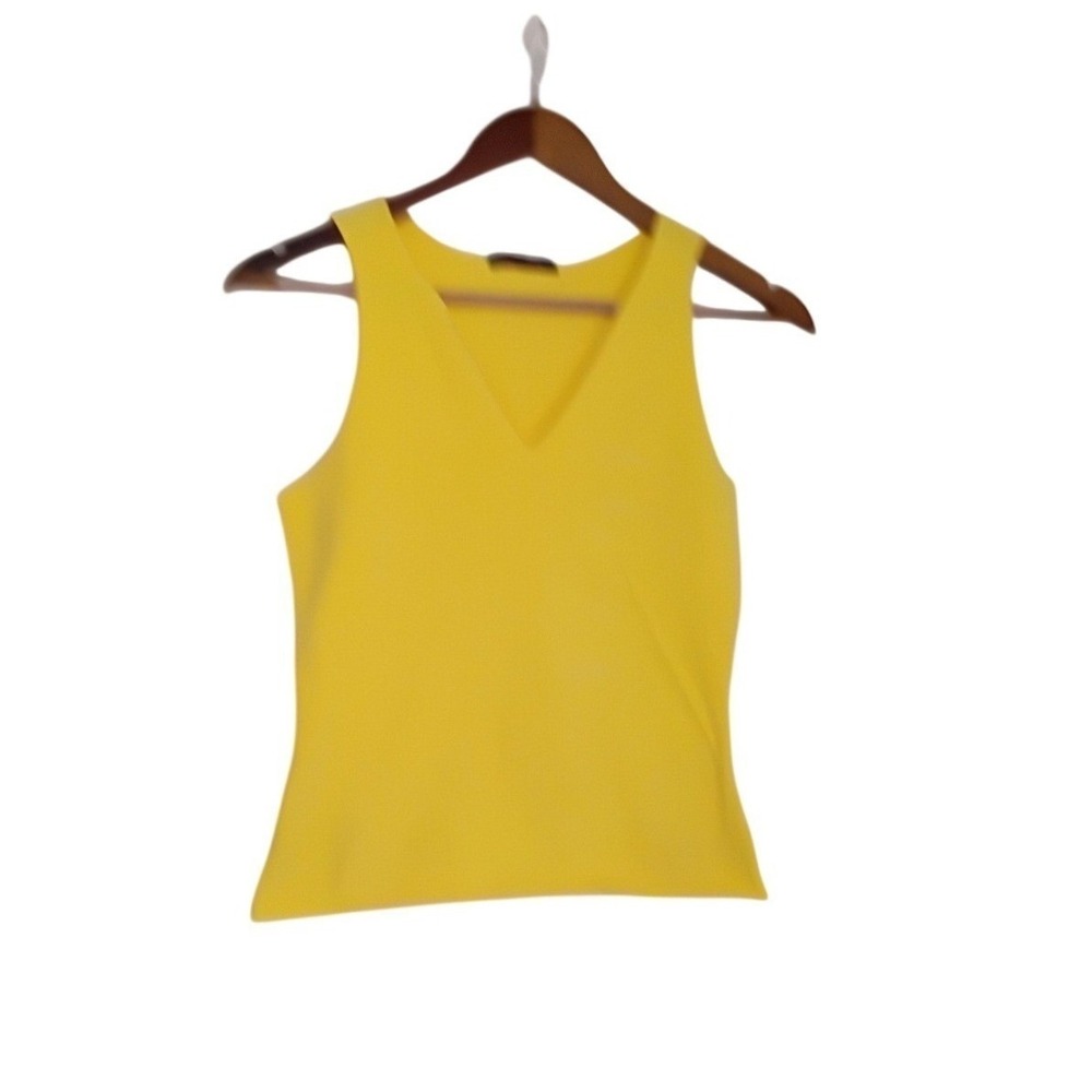 Nally & Millie Vibrant Yellow V-Neck Sleeveless Tank Top Raw Hem‎ USA S M Boho